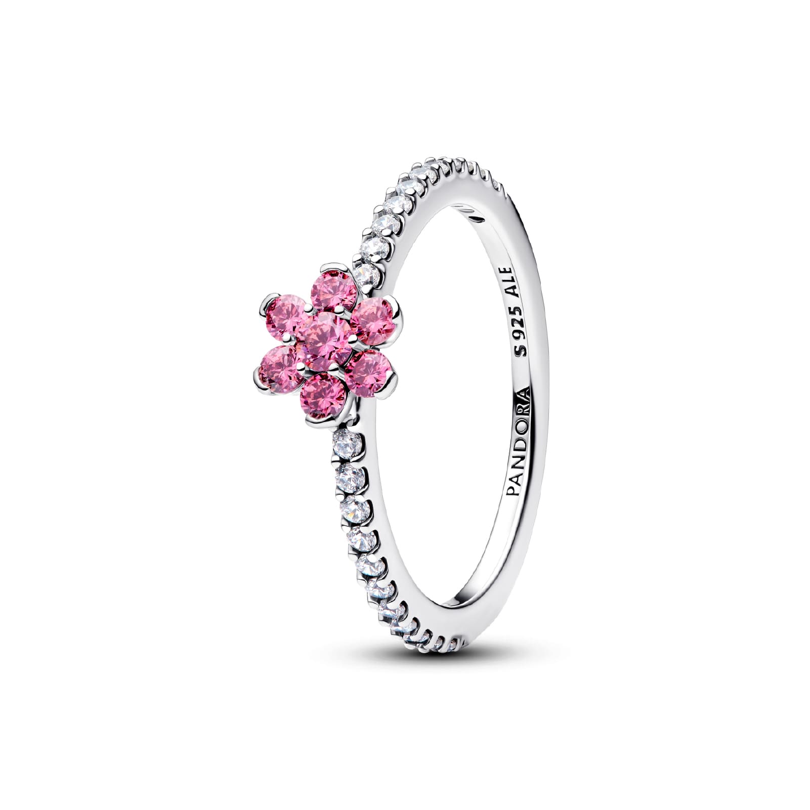 Anello Pandora in argento sterling con fiore zirconi rosa 12