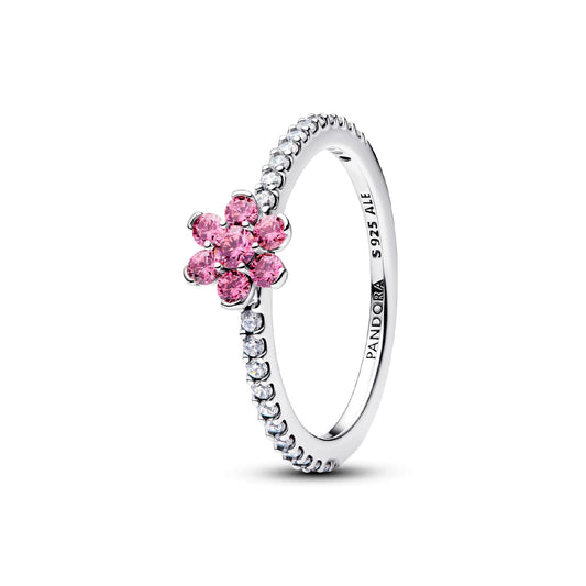 Anello Pandora in argento sterling con fiore zirconi rosa 12