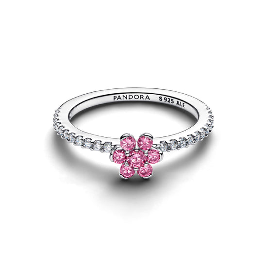 Anello Pandora in argento sterling con fiore zirconi rosa 12