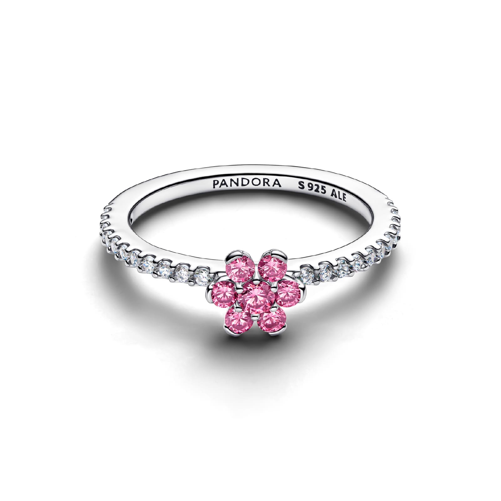 Anello Pandora in argento sterling con fiore zirconi rosa 12