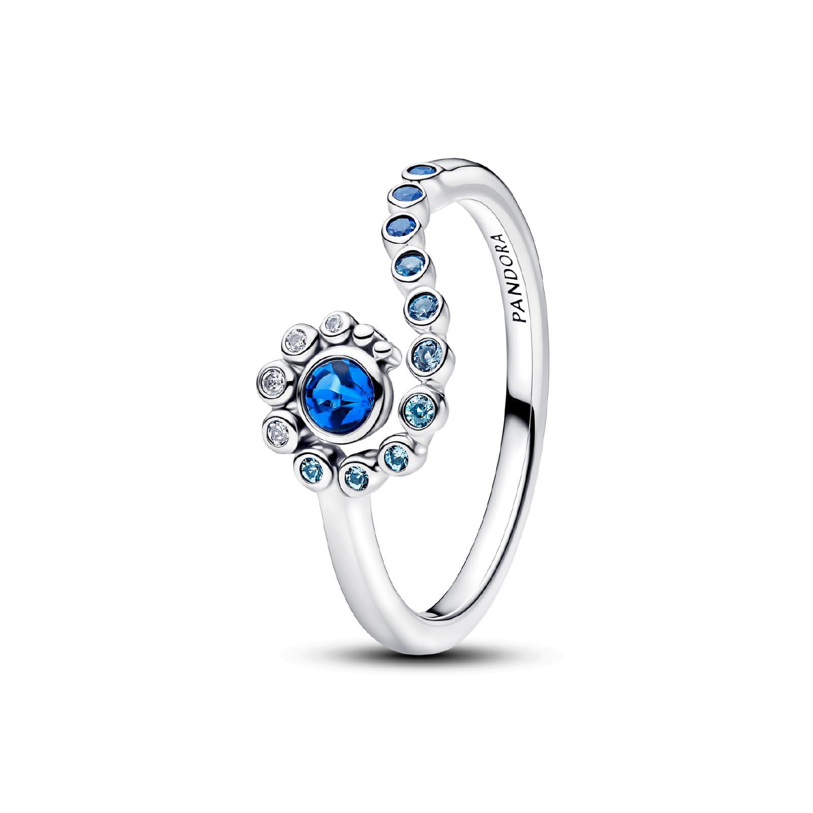 Anello Pandora Disney in argento design a onda e zirconi blu 12