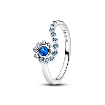 Anello Pandora Disney in argento design a onda e zirconi blu 12
