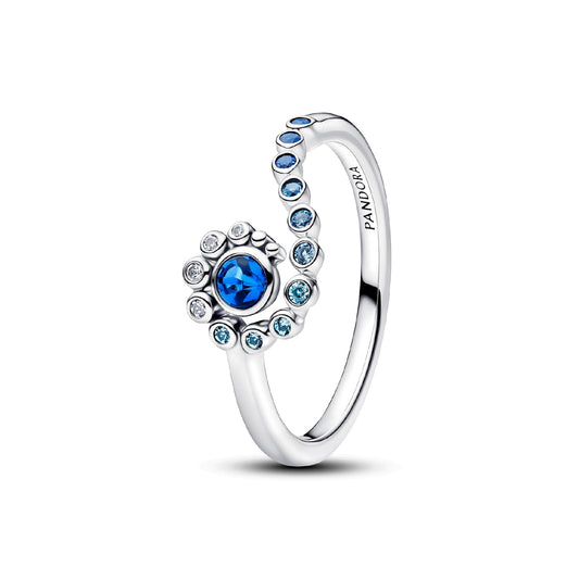 Anello Pandora Disney in argento design a onda e zirconi blu 12