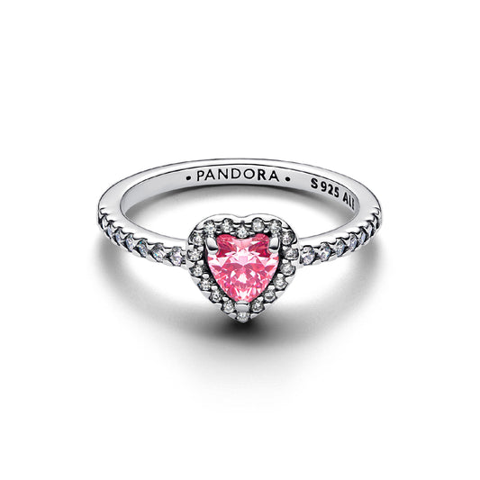 Anello a cuore Pandora argento rodiato con zirconi bianchi e rosa 10