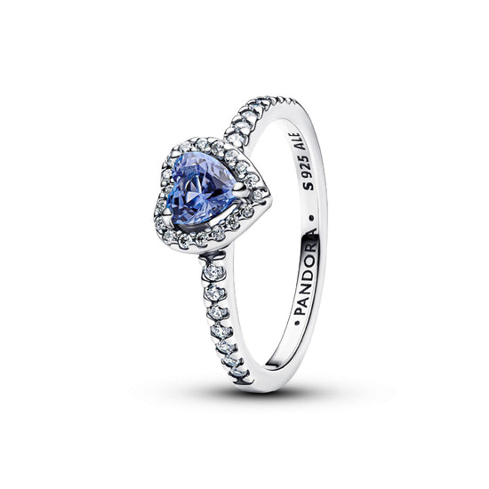 Anello Pandora Timeless in argento Cuore in Rilievo Blu 10