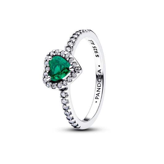 Anello Pandora in argento sterling con cuore di zirconi verde 12