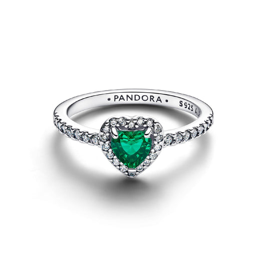 Anello Pandora in argento sterling con cuore di zirconi verde 12