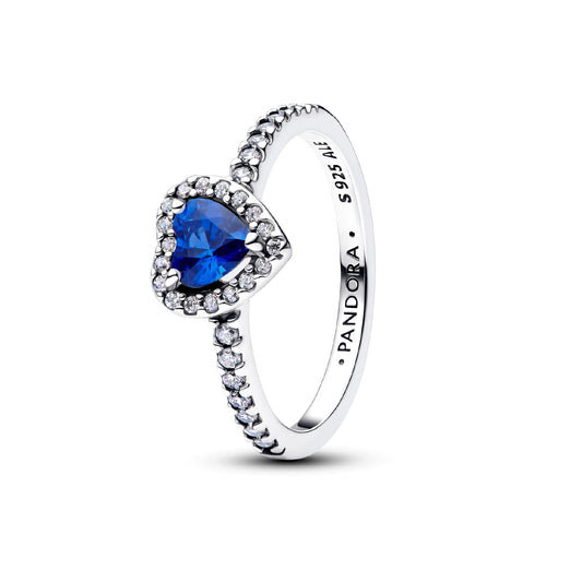 Anello Pandora in argento sterling con cuore di zirconi blu 12
