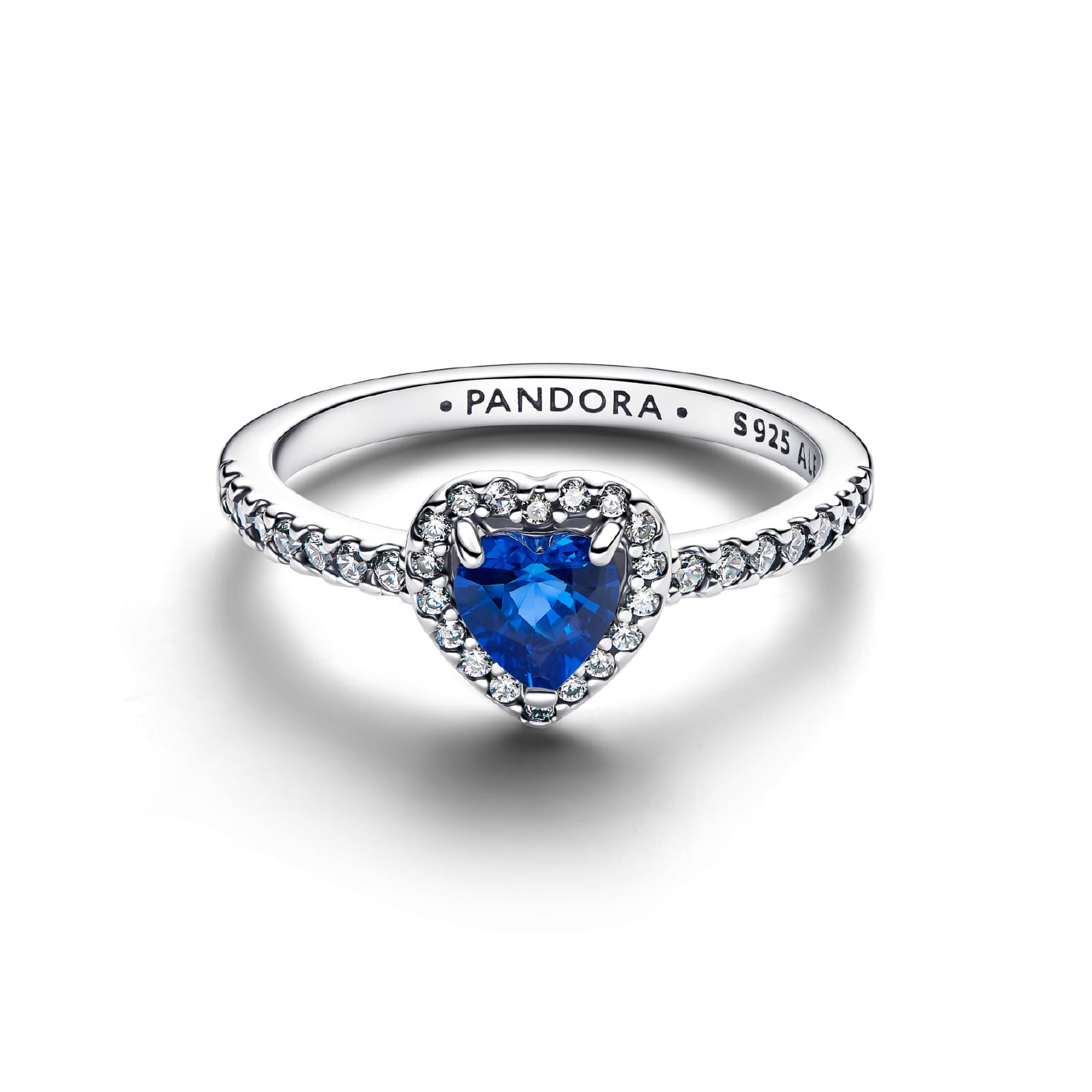 Anello Pandora in argento sterling con cuore di zirconi blu 12