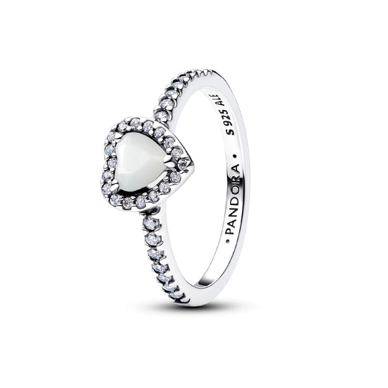 Anello Pandora in argento sterling con cuore madreperla 16