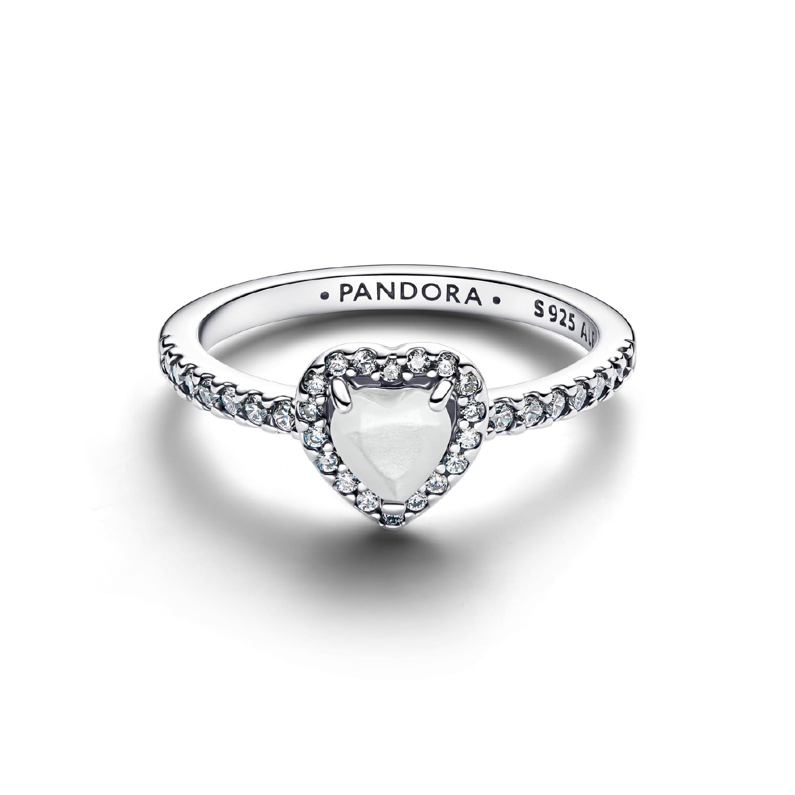 Anello Pandora in argento sterling con cuore madreperla 16