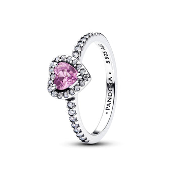 Anello Pandora in argento sterling con cuore di zirconi rosa 12