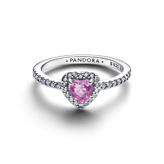 Anello Pandora in argento sterling con cuore di zirconi rosa 12