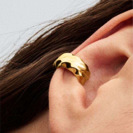 Ear cuff Pandora in argento dorato con design ondulato