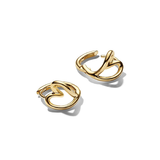 Orecchini cerchio Pandora a forma di cuore in argento dorato MISURA UNICA