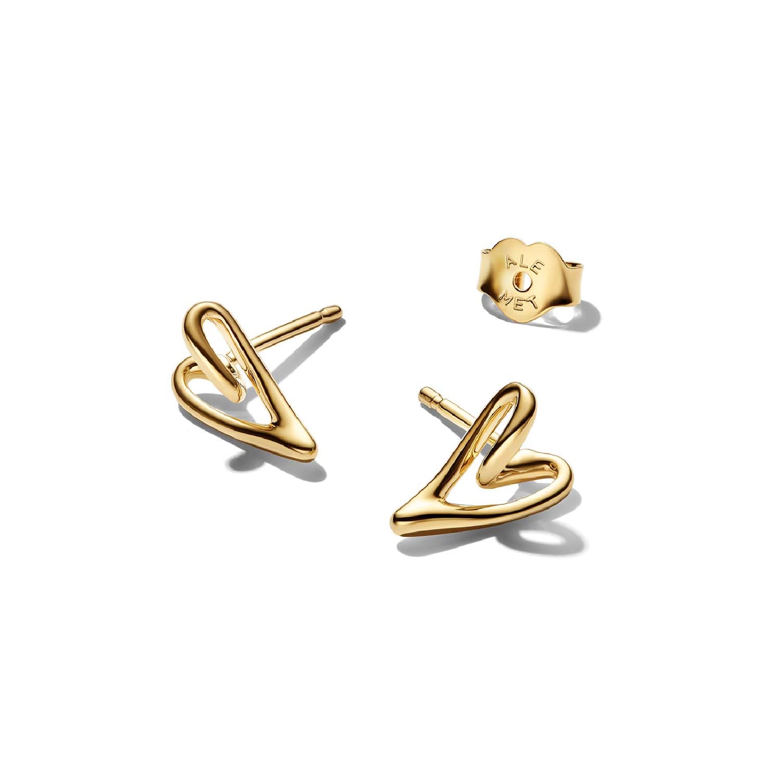 Orecchini a lobo Pandora a forma di cuore in argento dorato MISURA UNICA