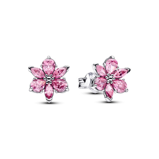 Orecchini a lobo Pandora in argento sterling con fiore rosa MISURA UNICA