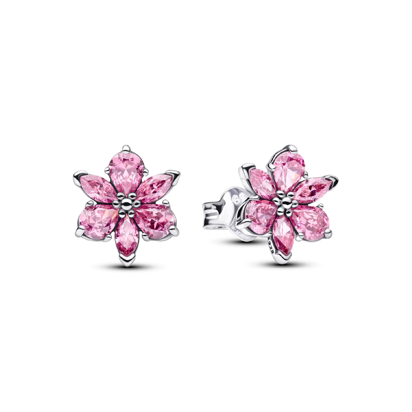 Orecchini a lobo Pandora in argento sterling con fiore rosa MISURA UNICA