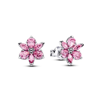 Orecchini a lobo Pandora in argento sterling con fiore rosa MISURA UNICA