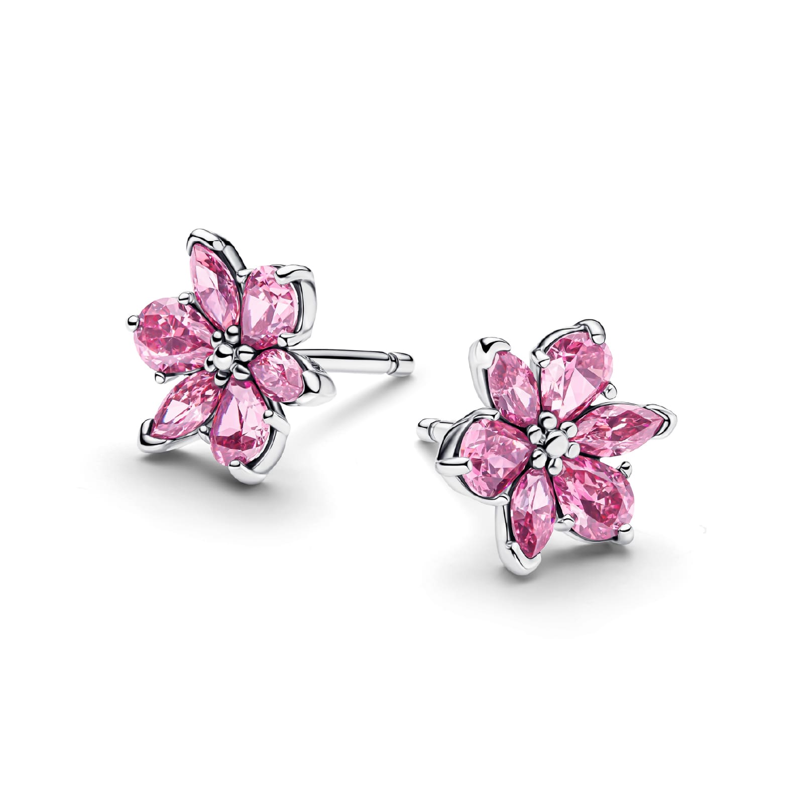Orecchini a lobo Pandora in argento sterling con fiore rosa MISURA UNICA