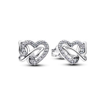 Orecchini Pandora in argento con cuore e farfalla intrecciati MISURA UNICA