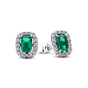 Orecchini a lobo Pandora in argento zircone verde rettangolare MISURA UNICA