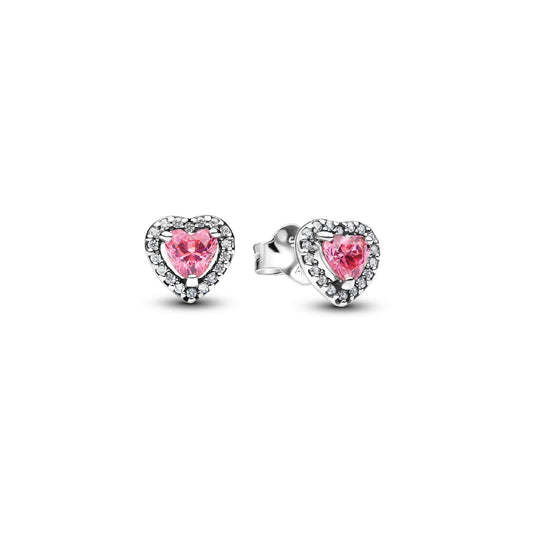 Orecchini da donna Pandora in argento a cuore con zirconi rosa MISURA UNICA