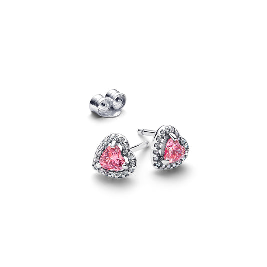 Orecchini da donna Pandora in argento a cuore con zirconi rosa MISURA UNICA