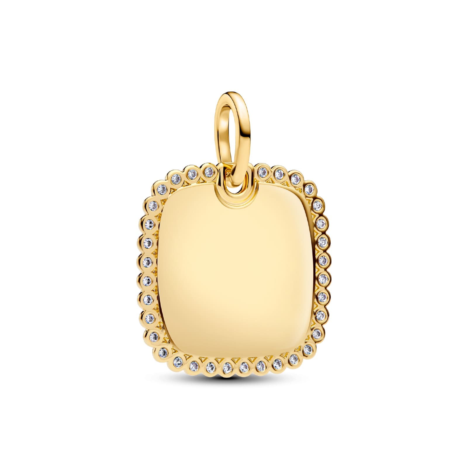 Charm pendente Pandora argento dorato medaglietta quadrata MISURA UNICA