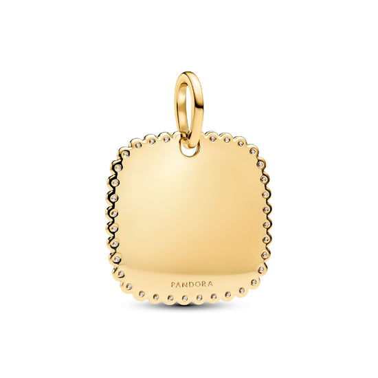 Charm pendente Pandora argento dorato medaglietta quadrata MISURA UNICA