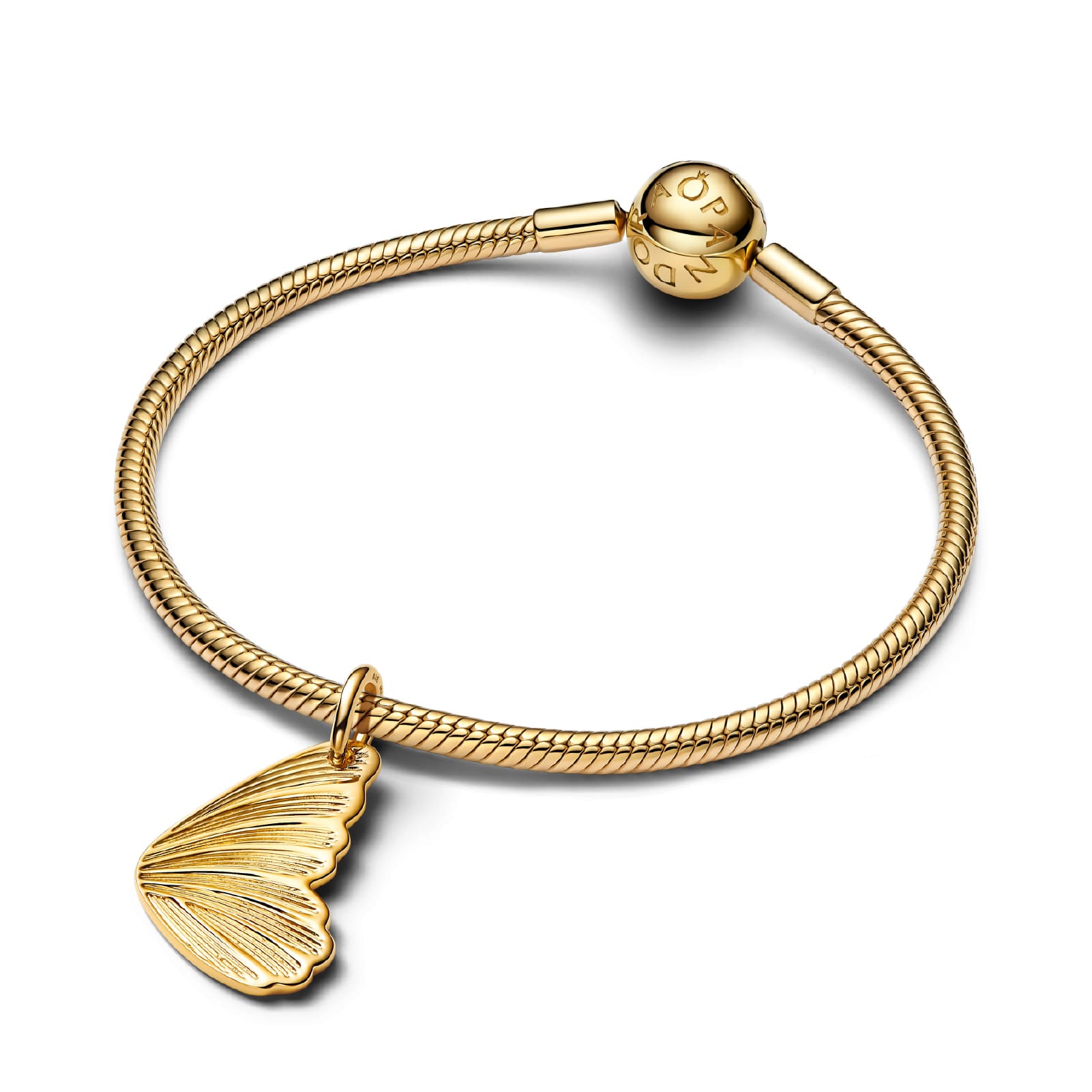 Charm pendente Pandora in argento dorato ali di farfalla MISURA UNICA