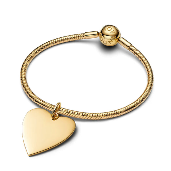 Charm pendente Pandora in argento dorato cuore da incidere MISURA UNICA