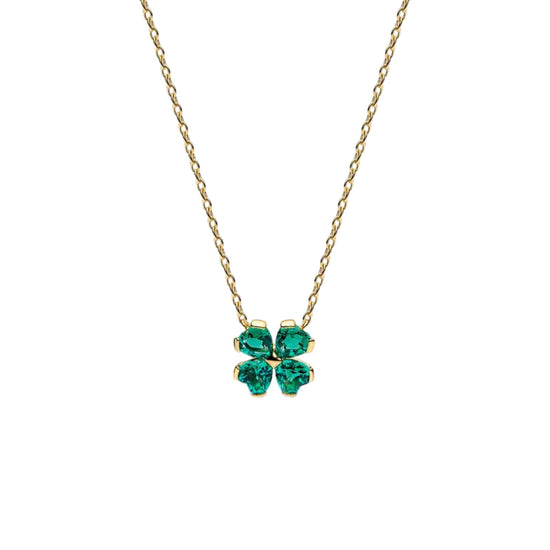 Collana Pandora in argento dorato con quadrifoglio e zirconi MISURA UNICA