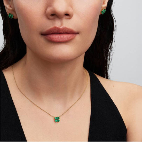 Collana Pandora in argento dorato con quadrifoglio e zirconi MISURA UNICA