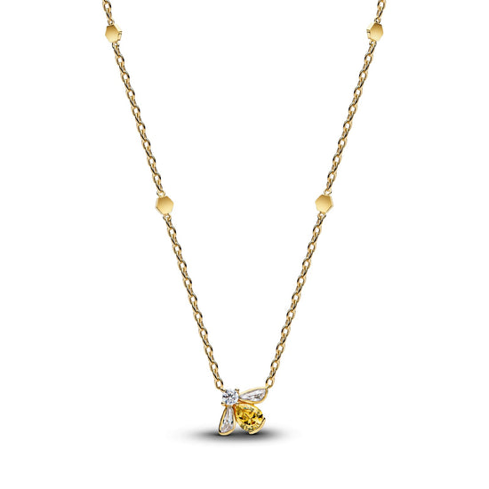 Collana girocollo Pandora in argento placcato oro 14kt con ape MISURA UNICA