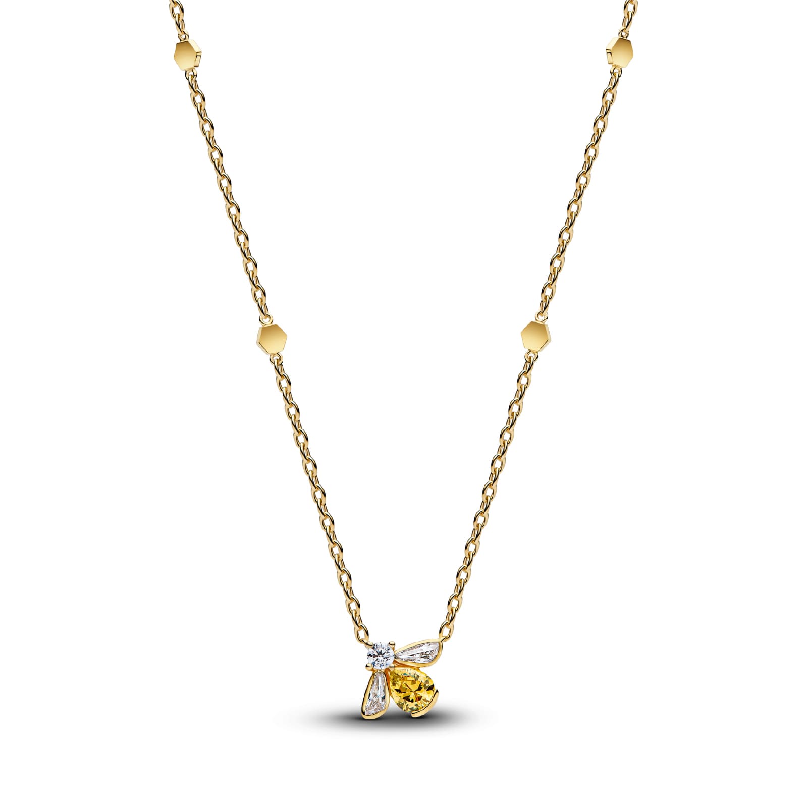 Collana girocollo Pandora in argento placcato oro 14kt con ape MISURA UNICA
