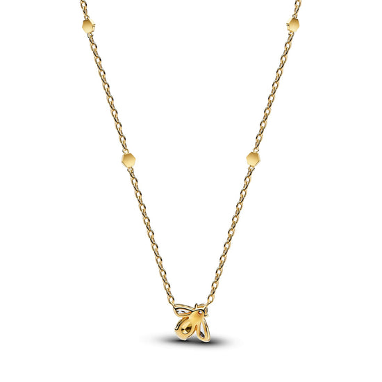Collana girocollo Pandora in argento placcato oro 14kt con ape MISURA UNICA