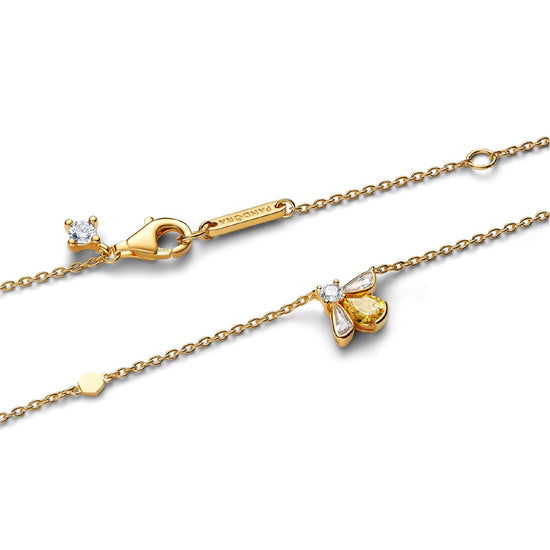 Collana girocollo Pandora in argento placcato oro 14kt con ape MISURA UNICA