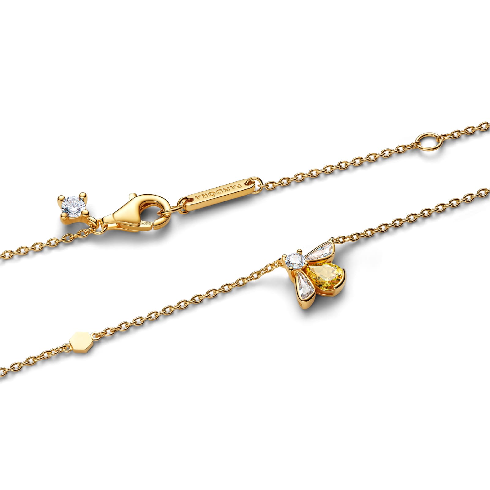 Collana girocollo Pandora in argento placcato oro 14kt con ape MISURA UNICA
