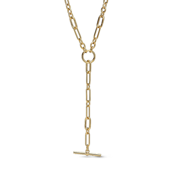 Collana a Y Pandora in argento dorato con maglia link MISURA UNICA