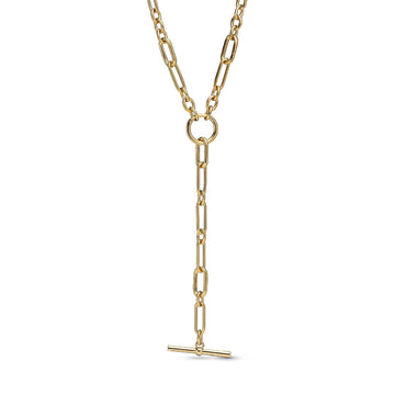 Collana a Y Pandora in argento dorato con maglia link MISURA UNICA