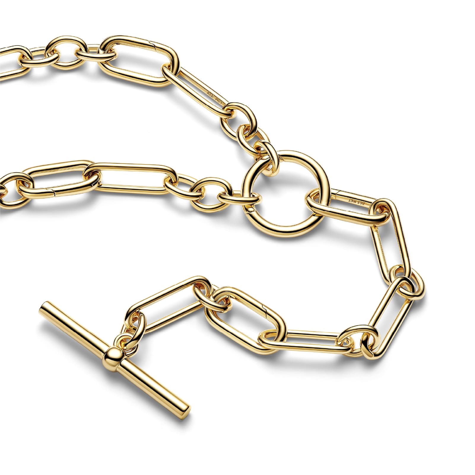Collana a Y Pandora in argento dorato con maglia link MISURA UNICA