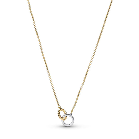 Collana Pandora cerchi intrecciati in argento dorato e zirconi MISURA UNICA