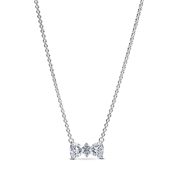 Collana Pandora in argento ciondolo a fiocco di zirconi MISURA UNICA