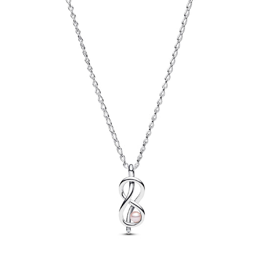 Collana donna Pandora in argento a infinito con perla rosa MISURA UNICA
