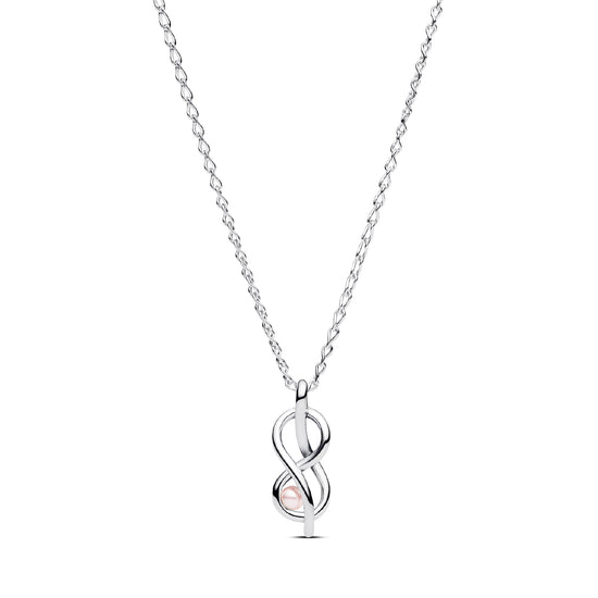 Collana donna Pandora in argento a infinito con perla rosa MISURA UNICA