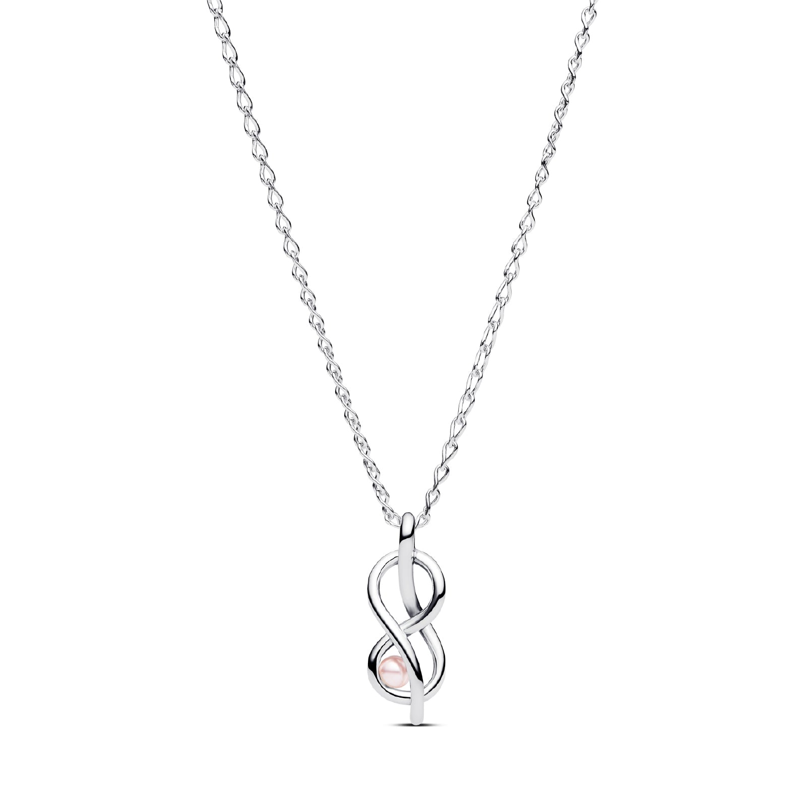 Collana donna Pandora in argento a infinito con perla rosa MISURA UNICA