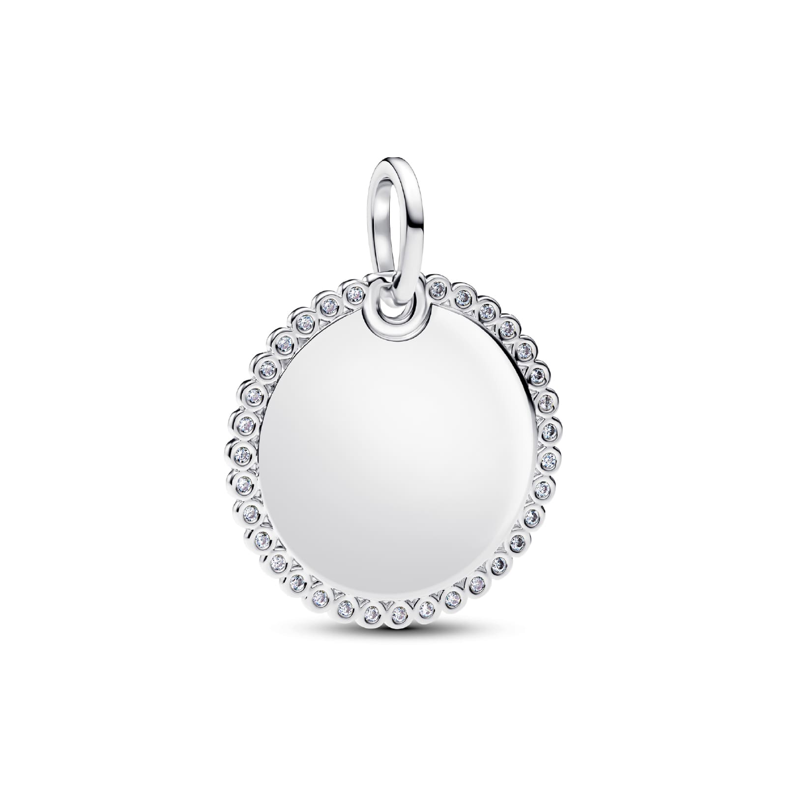 Charm pendente Pandora in argento medaglietta con zirconi MISURA UNICA