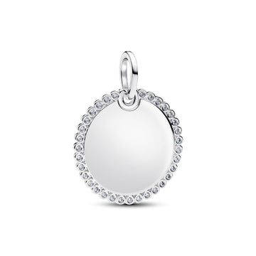 Charm pendente Pandora in argento medaglietta con zirconi MISURA UNICA