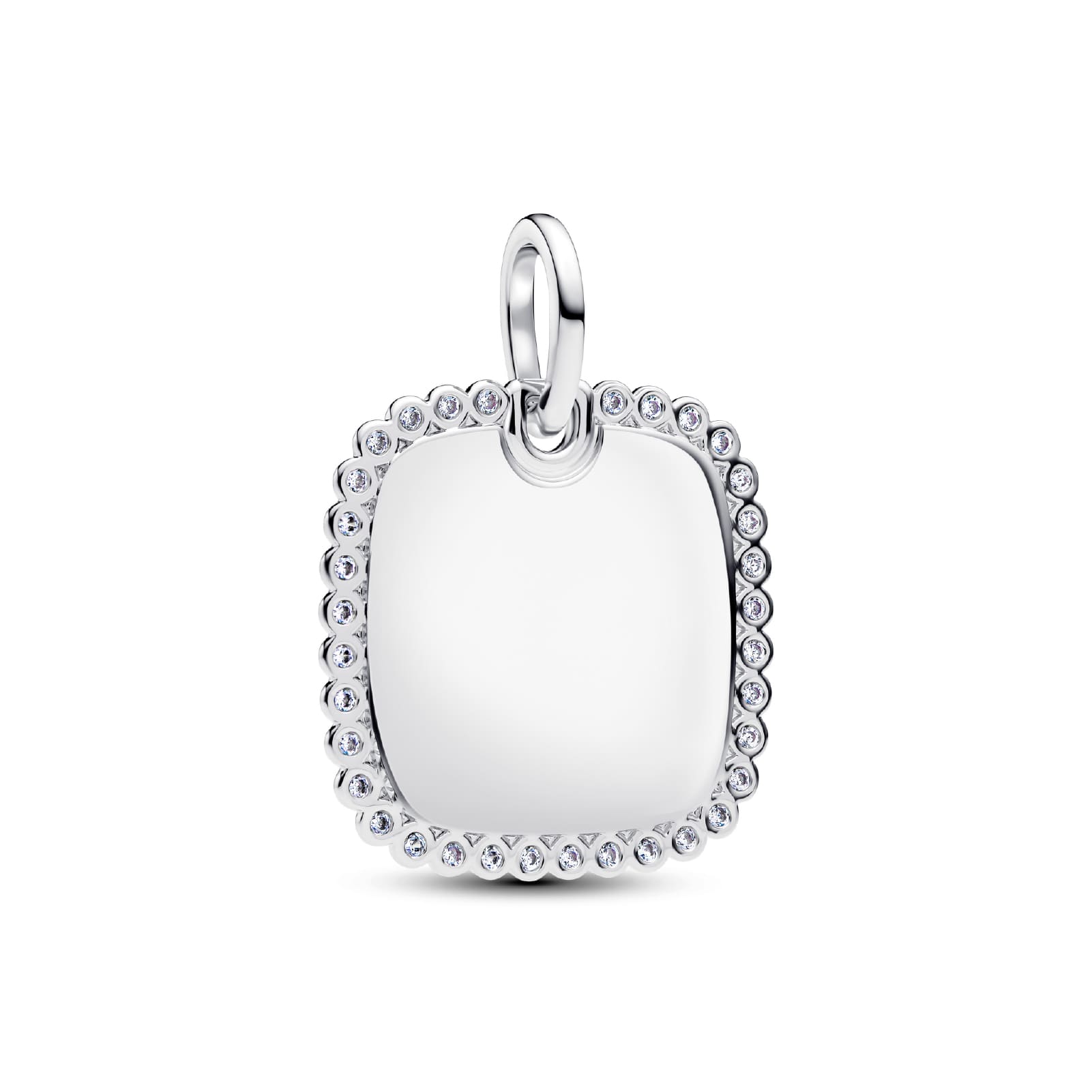 Charm pendente Pandora in argento medaglia quadrata zirconi MISURA UNICA